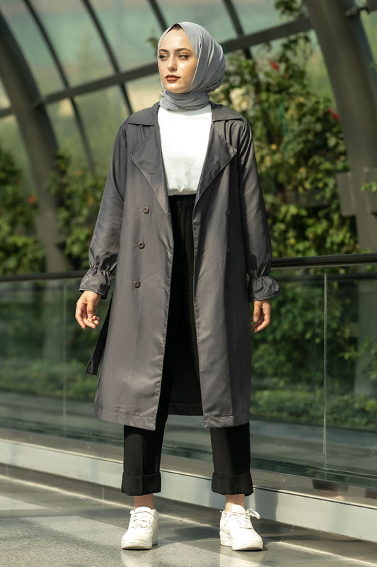Long Sleeve Women's Long Trench Coat by Salma's Apparel