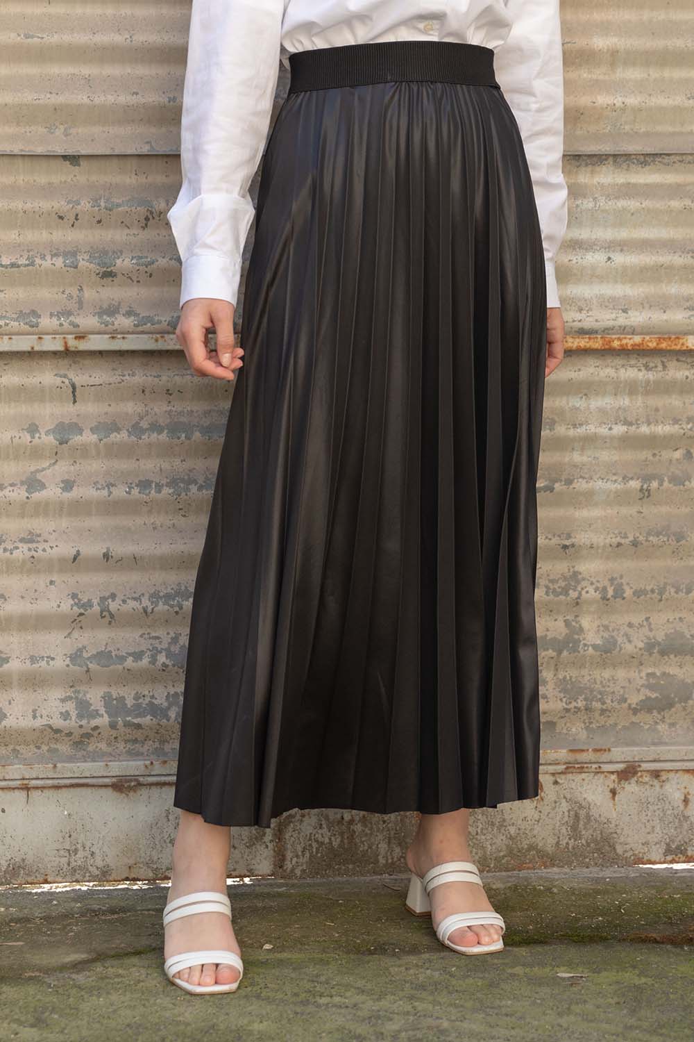 High waisted long leather skirts for women - Black skirts in USA